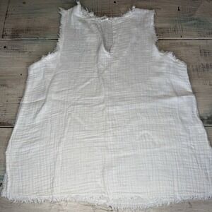 It Is‎ Well L.A. White Gauzy 100% Cotton Made In The USA Raw Hem Size Small EUC